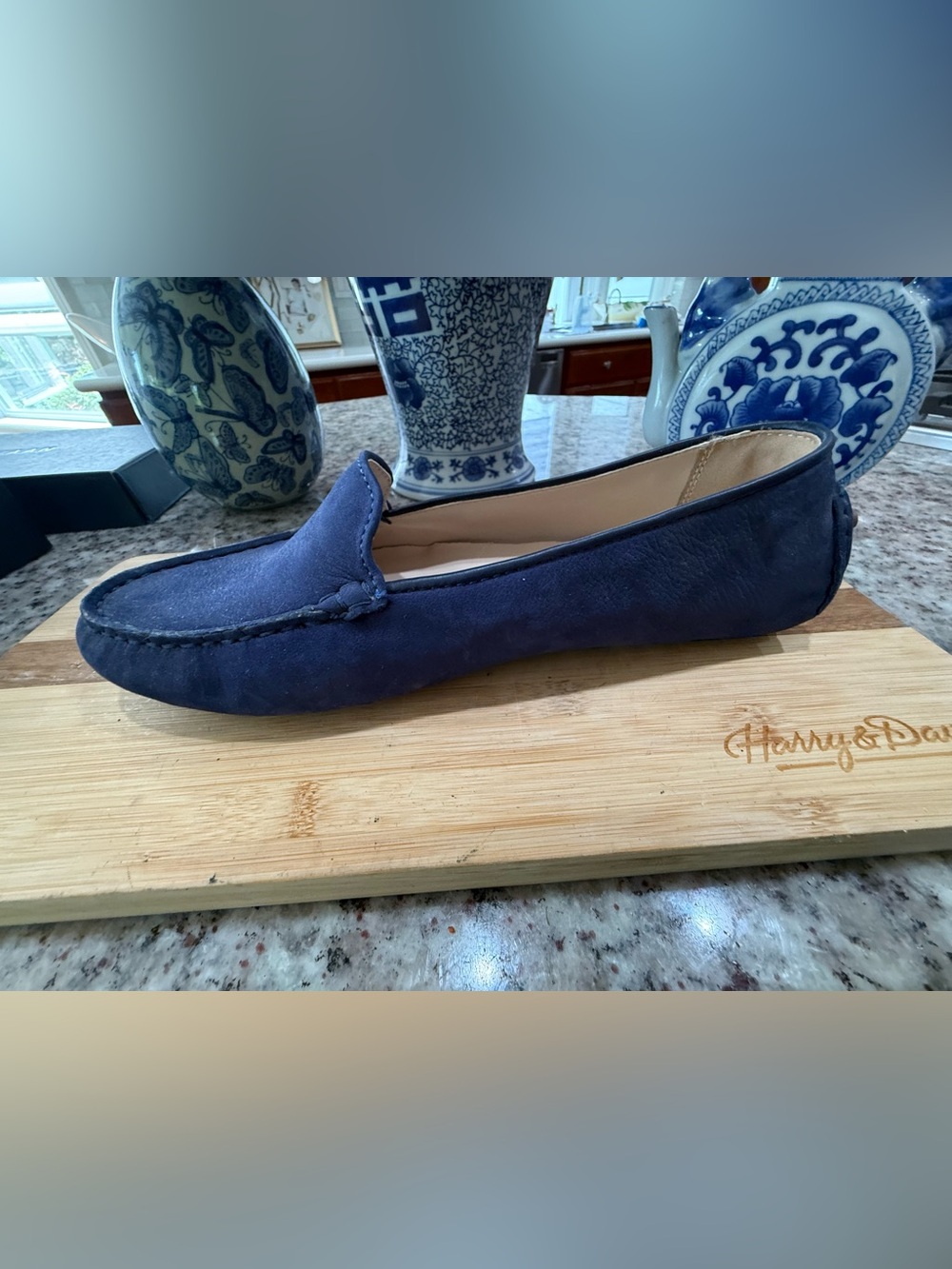 Cole Haan Navy Suede Slip-On Loafers - Picture 6 of 9